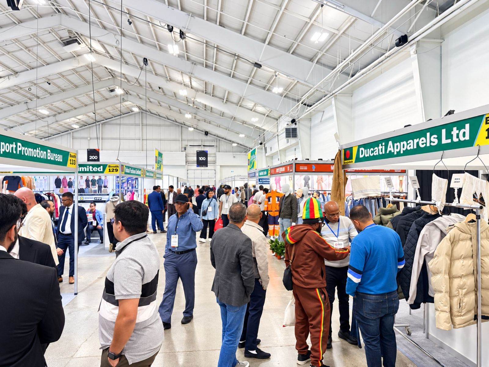 Buyers and suppliers along an ATS show aisle