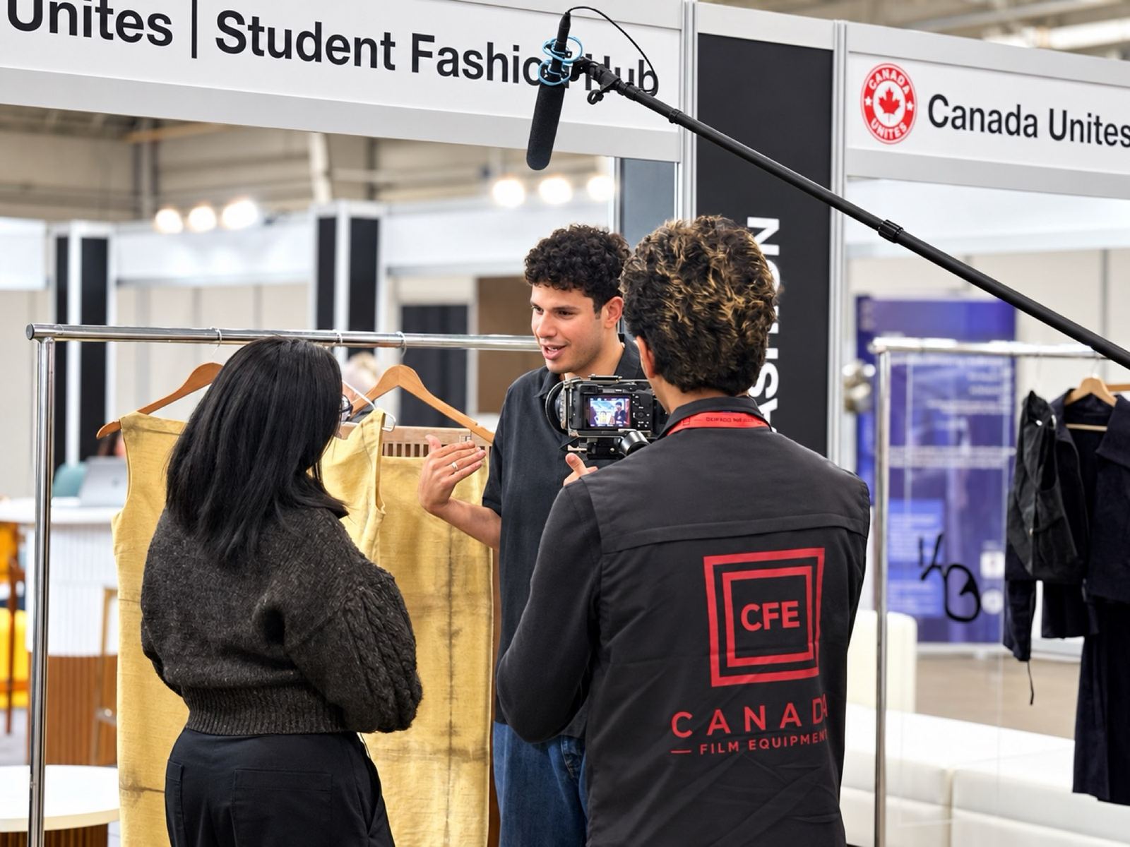 A film crew interviewing an exhibitor at ATS